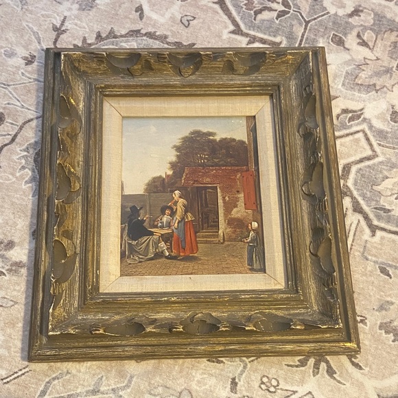 Other - 1950s After Pieter De Hooch, "A Dutch Courtyard" Full-Color framed